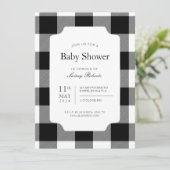 Invitation Baby shower plat de buffle noir et blanc rustique (Debout devant)