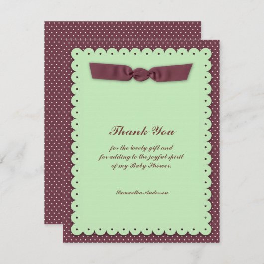 Invitation Baby shower plat Merci (Devant / Derrière)