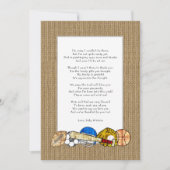 Invitation Baby shower poème merci notes, sports rustiques (Devant)