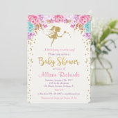 Invitation baby shower poilu rose et or (Debout devant)