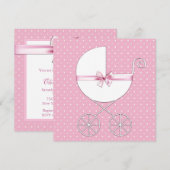 Invitation Baby Shower Point Rose (Devant / Derrière)