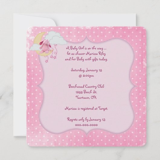 Invitation Baby shower Pointe rose (Devant)