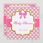 Invitation Baby shower Pointe Rose (Devant / Derrière)