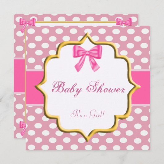 Invitation Baby shower Pointe Rose (Devant / Derrière)