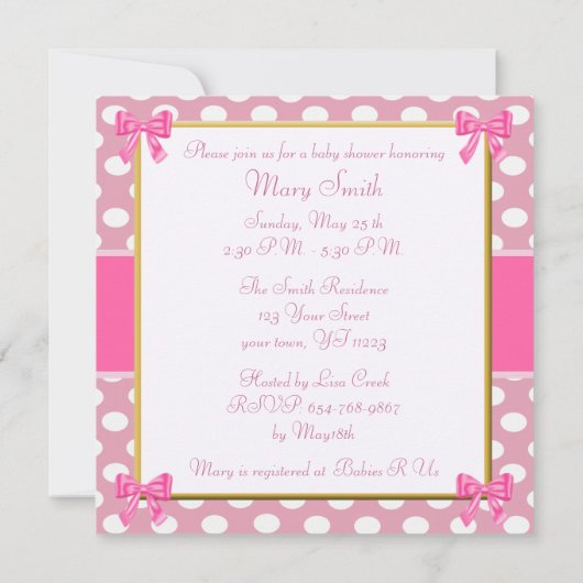 Invitation Baby shower Pointe Rose (Dos)