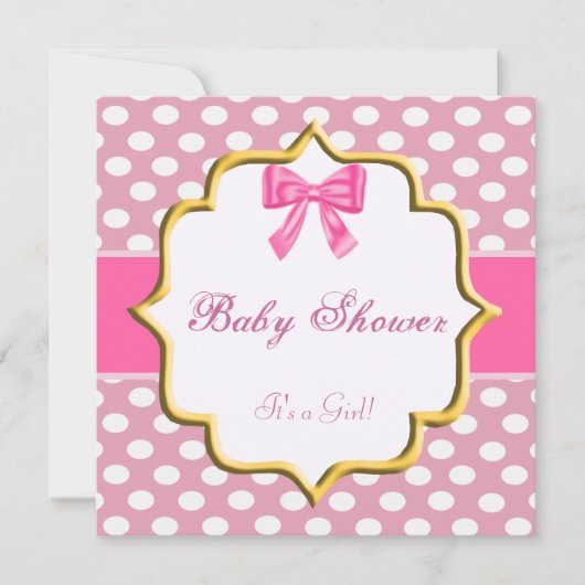 Invitation Baby shower Pointe Rose (Devant)