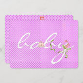 Invitation Baby shower Pointe rose (Devant / Derrière)