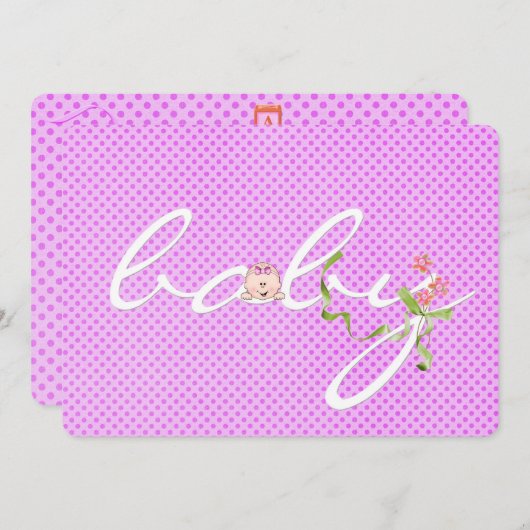 Invitation Baby shower Pointe rose (Devant / Derrière)