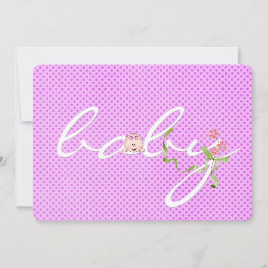 Invitation Baby shower Pointe rose (Devant)