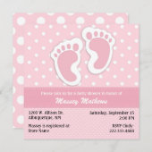 Invitation Baby shower Pointe Rose et Blanc élégant (Devant / Derrière)