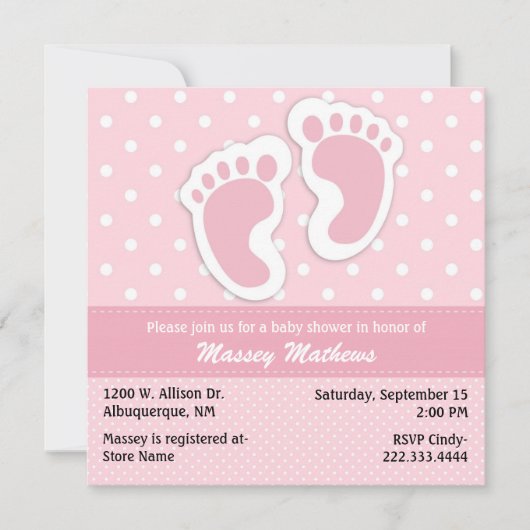 Invitation Baby shower Pointe Rose et Blanc élégant (Devant)