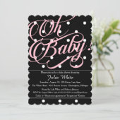 Invitation Baby shower, points noirs, blancs et roses (Debout devant)