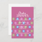 Invitation Baby shower - points - violet (Devant / Derrière)