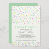 Invitation Baby shower Pois aquarelle (Devant / Derrière)