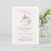 Invitation Baby shower Pois blanc Citrouille (Debout devant)