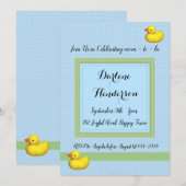Invitation Baby shower Pois bleu (Devant / Derrière)