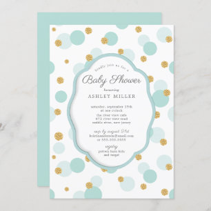 Invitation Baby shower Pois Blue & Gold