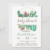Invitation Baby shower Pois Cactus aquarelle (Devant)
