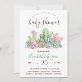 Invitation Baby shower Pois Cactus aquarelle (Devant)