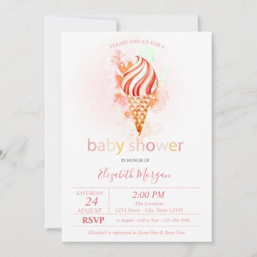 Invitation Baby shower Pois de glace (Devant)