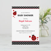 Invitation Baby shower Pois de Ladybug (Debout devant)