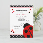 Invitation Baby shower Pois de Ladybug (Debout devant)