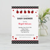 Invitation Baby shower Pois de Ladybug (Debout devant)