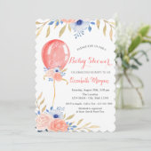 Invitation Baby shower Pois des fleurs de ballons (Debout devant)