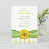Invitation Baby shower Pois jaune et vert (Debout devant)