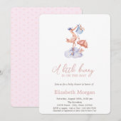 Invitation Baby shower Pois Little Bunny Stork (Devant / Derrière)