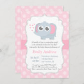 Invitation Baby shower Pois moderne Baby Elephant (Devant / Derrière)