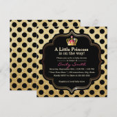 Invitation Baby shower Pois moderne petite princesse fille (Devant / Derrière)
