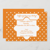 Invitation Baby shower Pois orange (Devant / Derrière)