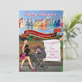 Invitation Baby Shower pois pointillés (Debout devant)