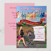 Invitation Baby Shower pois pointillés (Devant / Derrière)