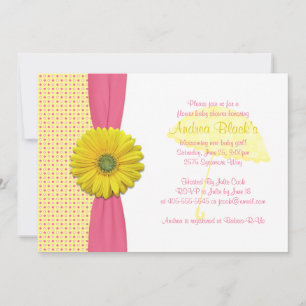 Invitation Baby shower Pois rose et jaune