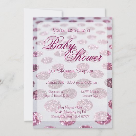 Invitation Baby shower | Pois roses (Devant)