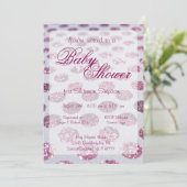 Invitation Baby shower | Pois roses (Debout devant)
