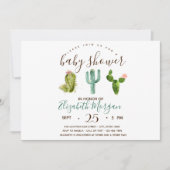 Invitation Baby shower Pois Succulent aquarelle (Devant)