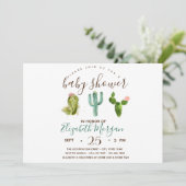 Invitation Baby shower Pois Succulent aquarelle (Debout devant)