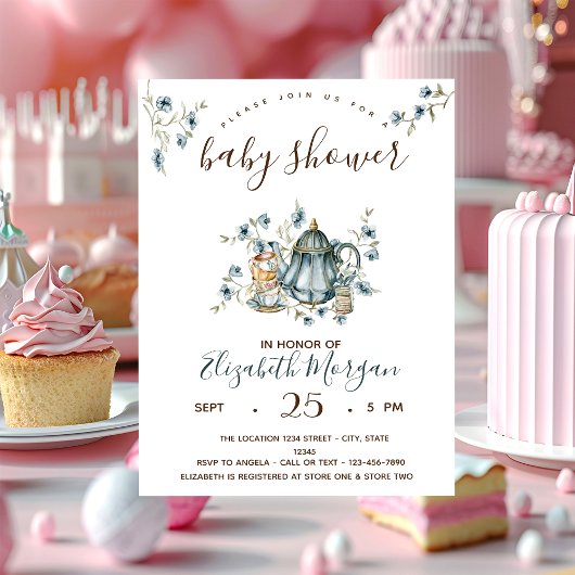 Invitation Baby shower Pois Tea Party