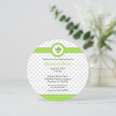 Invitation Baby shower Pois vert et gris (Debout devant)