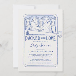 Invitation Baby Shower Poisson Pêcheur Emballé d'Amour