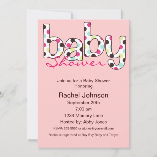 Invitation Baby shower Poka Dot (Devant)