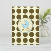 Invitation Baby shower Polka bleu et Brown (Debout devant)