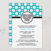 Invitation Baby shower Polka Dot Turquoise (Devant / Derrière)
