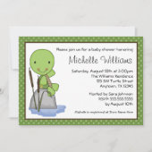 Invitation Baby shower Polka Dot Vert Turtle (Devant)