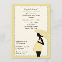 Invitation Baby shower Polka Jaune Point Parapluie