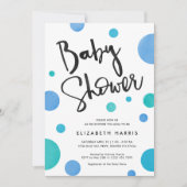 Invitation Baby shower Polka moderne bleu clair (Devant)