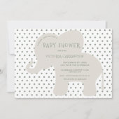 Invitation Baby shower Polkadot Vert Eléphant (Devant)